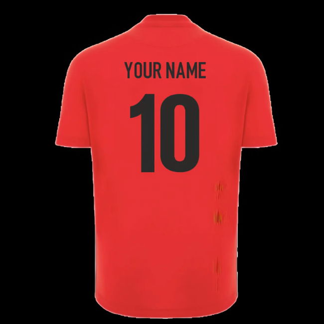2025-2026 Wales WRU Travel Cotton Tee (Red) - Kids (Your Name)
