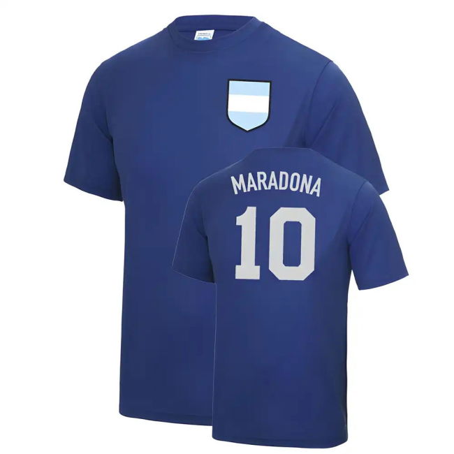 Diego Maradona Hand Of God Argentina World Cup Football T Shirt - Dark Blue