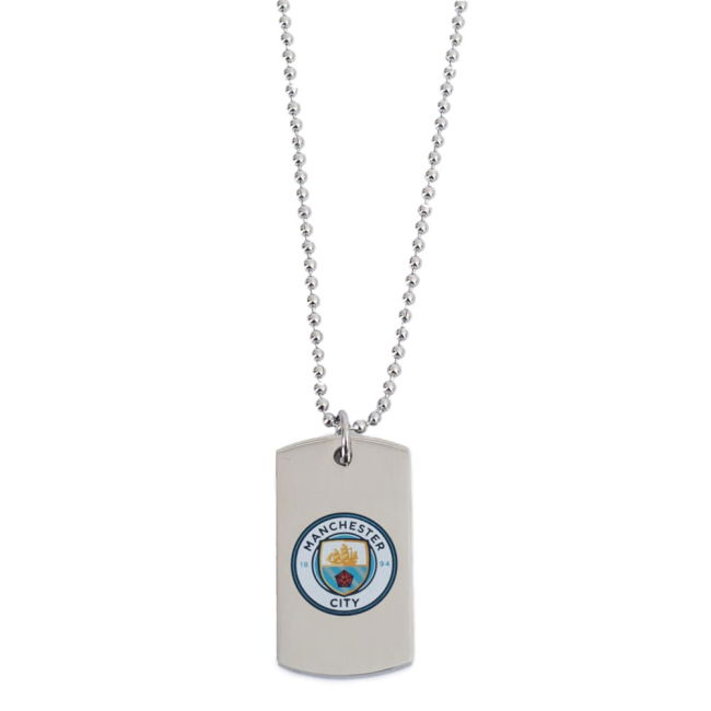 Manchester City FC Colour Crest Dog Tag & Chain