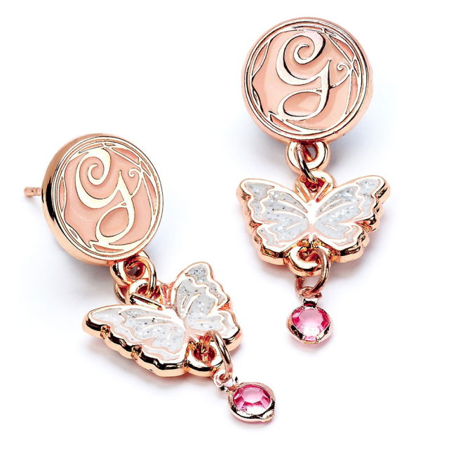Wicked Rose Gold Plated Glinda Butterfly Drop Earrings