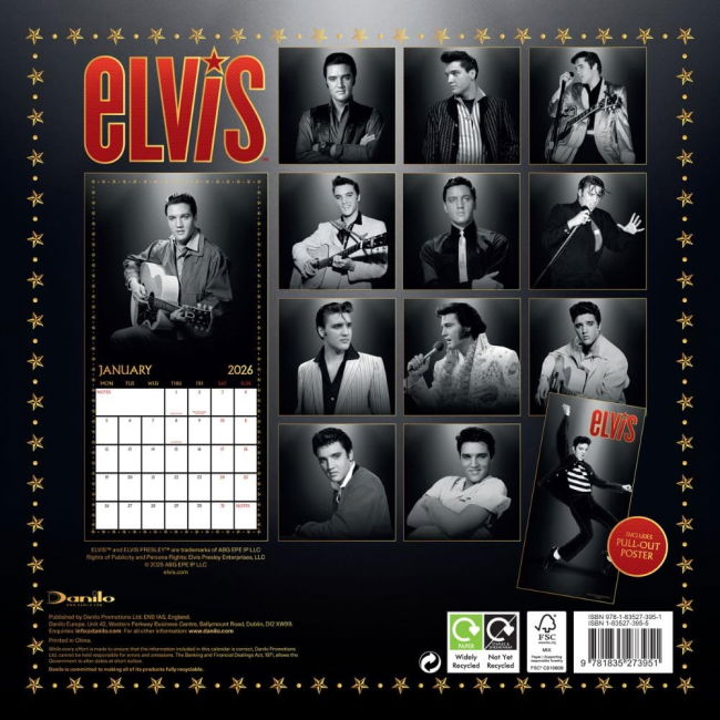 Elvis Presley Square Calendar 2026
