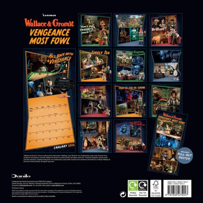 Wallace & Gromit Square Calendar 2026