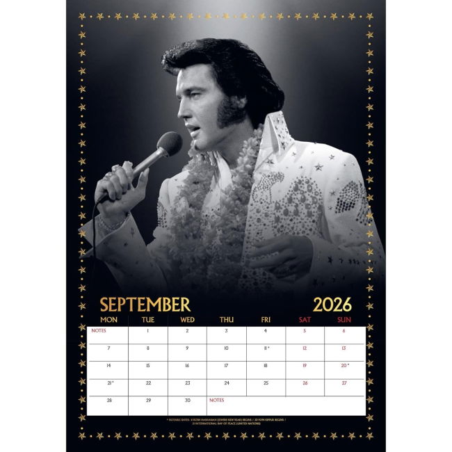 Elvis Presley A3 Calendar 2026