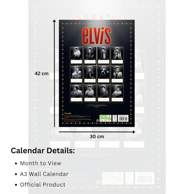 Elvis Presley A3 Calendar 2026