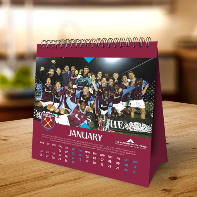 West Ham United FC Desktop Calendar 2026