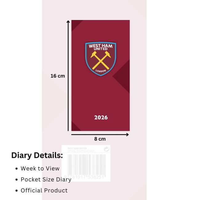 West Ham United FC Slim Diary 2026