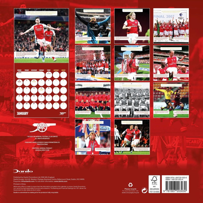 Arsenal FC Legends Square Calendar 2027