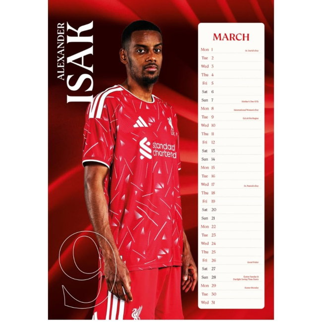 Liverpool FC A3 Calendar 2027