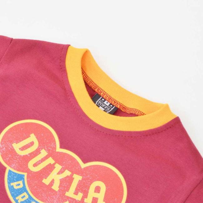 Kids Dukla Prague 12th Man T-Shirt - Maroon/Amber Ringer