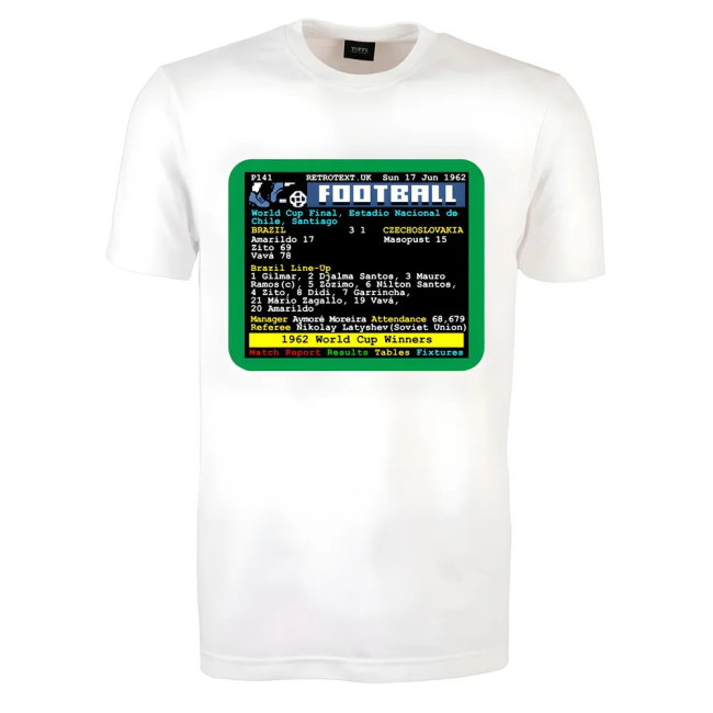 1962 World Cup Final Brazil v Czech Retrotext T-Shirt