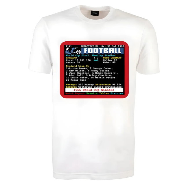 1966 World Cup Final England v West Germany Retrotext T-Shirt