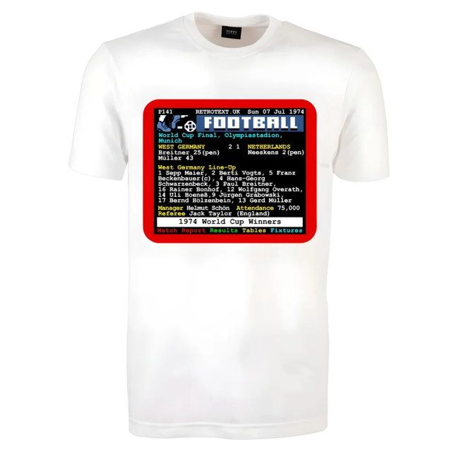 1974 World Cup Final West Germany v Netherlands Retrotext T-shirt