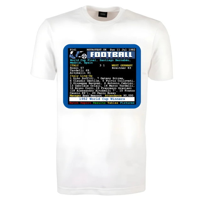 1982 World Cup Final Italy v West Germany Retrotext T-Shirt