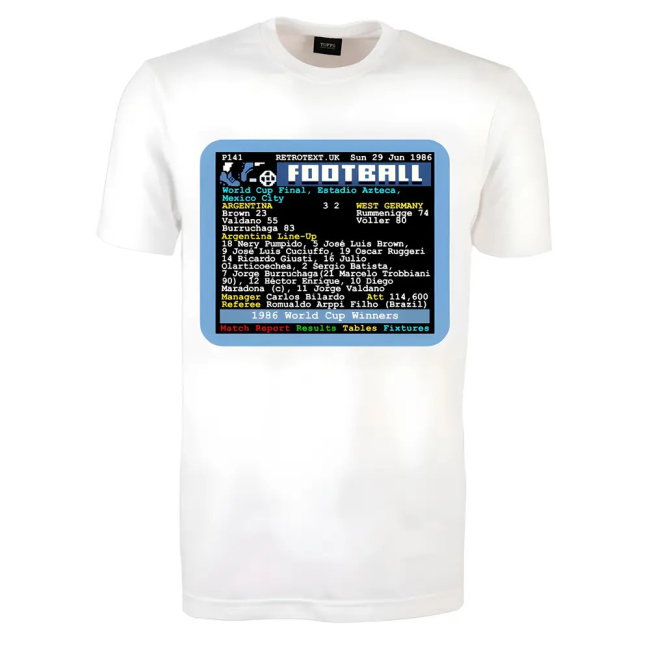 1986 World Cup Final Argentina v West Germany Retrotext T-Shirt