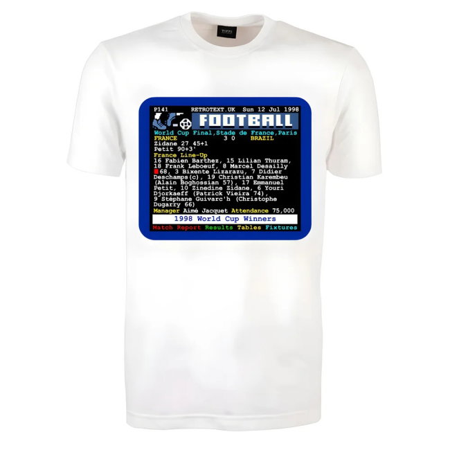 1998 World Cup Final France v Brazil Retrotext T-Shirt