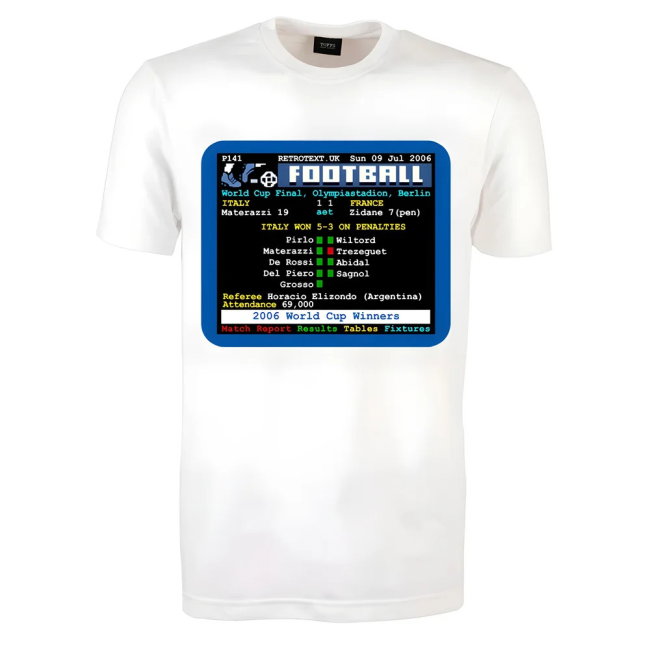 2006 World Cup Final Italy v France Retrotext T-Shirt