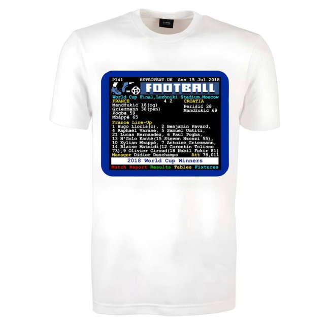 2018 World Cup Final France v Croatia Retrotext T-Shirt