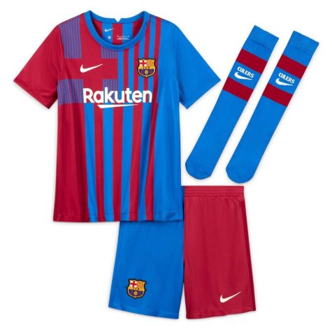 2021-2022 Barcelona Little Boys Home Kit (ANSU FATI 10)