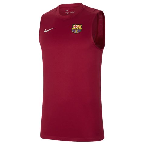 2021-2022 Barcelona Sleeveless Top (Red) (MESSI 10)