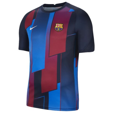 2021-2022 Barcelona Pre-Match Training Shirt (Blue) - Kids (ANSU FATI 10)