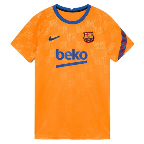 2021-2022 Barcelona Pre-Match Jersey (Orange) (Your Name)