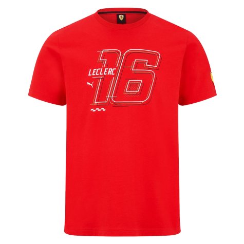 2022 Ferrari Fanwear Drivers Tee Charles Leclerc (Red) (Your Name)
