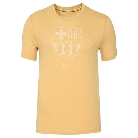 2022-2023 Barcelona Evergreen Crest Tee (Gold) (RONALDINHO 10)