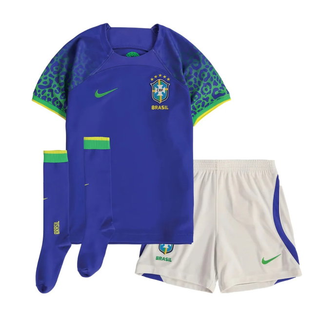 2022-2023 Brazil Away Little Boys Mini Kit (Your Name)