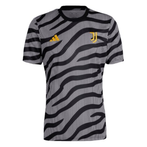 2023-2024 Juventus Pre-Match Shirt (Black) (VLAHOVIC 9)