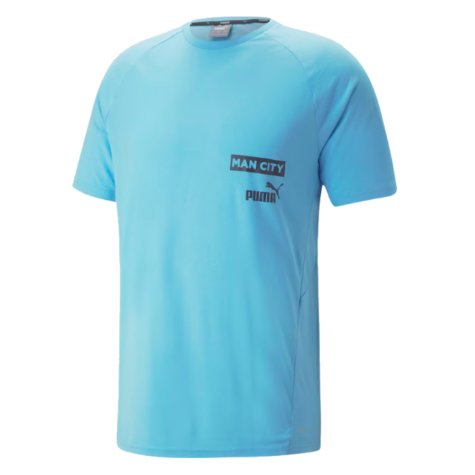 2023-2024 Man City Casuals Tee (Blue Wash) (Your Name)
