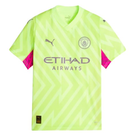 2023-2024 Man City SS Goalkeeper Shirt (Yellow) (Your Name)