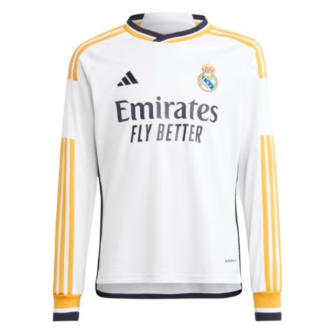 2023-2024 Real Madrid Long Sleeve Home Shirt (Kids) (Tchouameni 18)