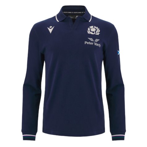 2023-2024 Scotland Home Long Sleeve Cotton Rugby Shirt (Your Name)