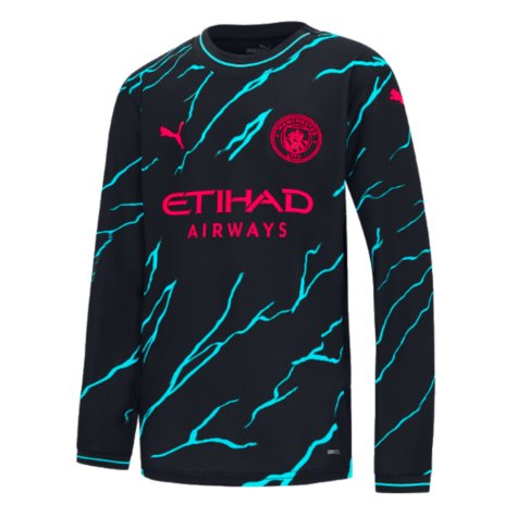 2023-2024 Man City Long Sleeve Third Shirt (Kids) (J ALVAREZ 19)
