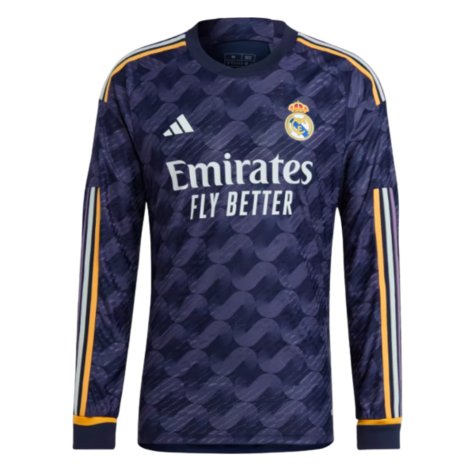2023-2024 Real Madrid Authentic Long Sleeve Away Shirt (Bellingham 5)