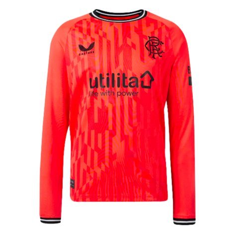 2023-2024 Rangers Away Goalkeeper LS Shirt (Hot Coral) - Kids (Your Name)