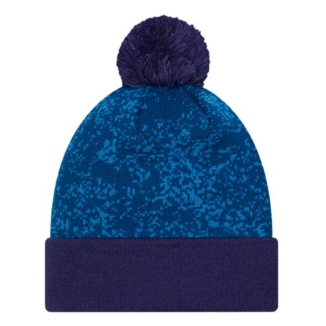 Chelsea Retro Lion All Over Print Blue Bobble Knit Beanie Hat