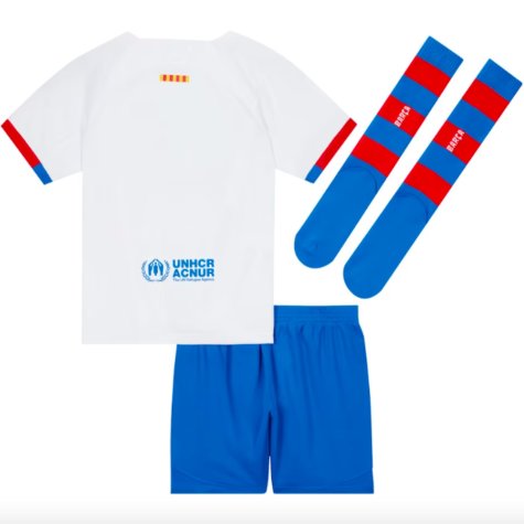 2023-2024 Barcelona Away Little Boys Mini Kit (Vitor Roque 19)