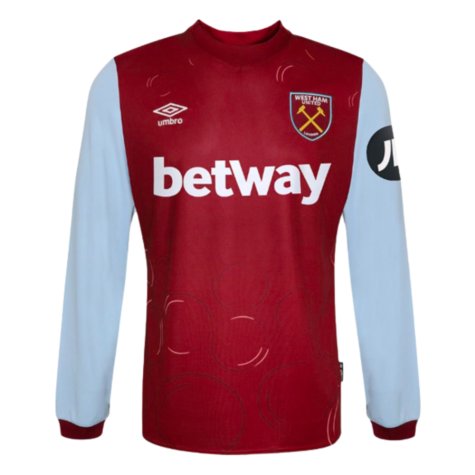 2023-2024 West Ham Long Sleeve Home Shirt (Mavropanos 15)