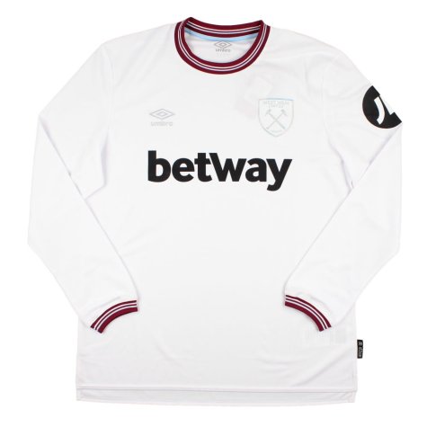 2023-2024 West Ham Long Sleeve Away Shirt (LANZINI 10)