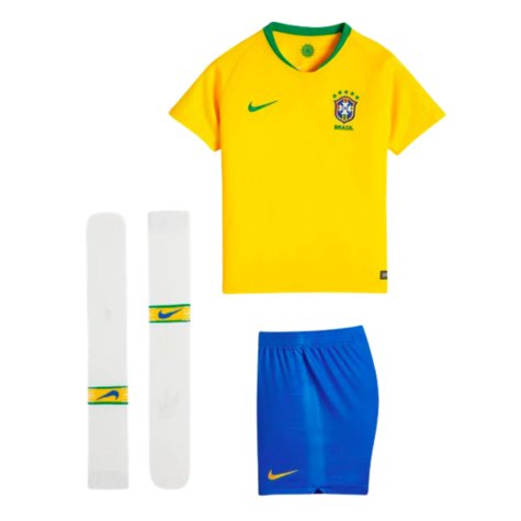 2018-2019 Brazil Little Boys Home Kit (Ronaldo 9)