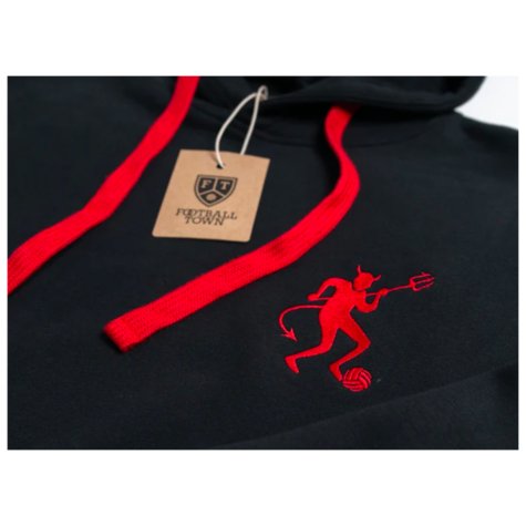 Manchester Retro Football Hoodie The Devil (Black)
