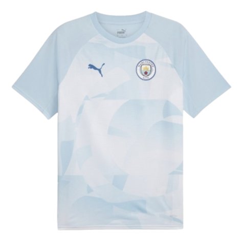 2023-2024 Man City Prematch SS Jersey (Silver Sky) - Kids (LAPORTE 14)