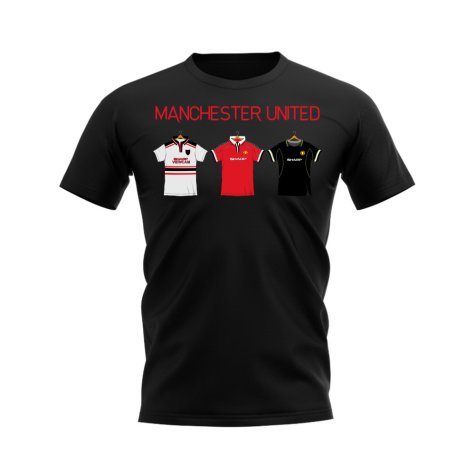 Manchester United 1998-1999 Retro Shirt T-shirt - Text (Black) (Best 7)
