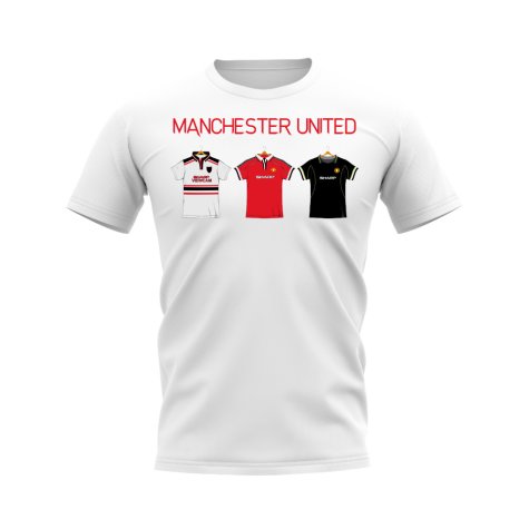 Manchester United 1998-1999 Retro Shirt T-shirt - Text (White) (Blomqvist 15)