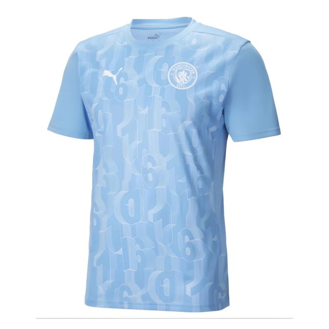 2024-2025 Man City Prematch SS Shirt (Light Blue) (Your Name)