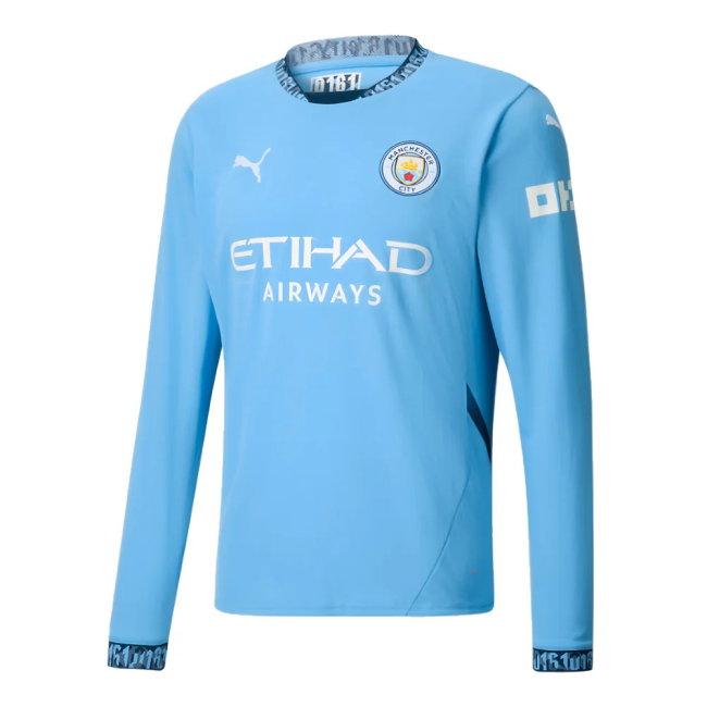 2024-2025 Man City Home Long Sleeve Shirt (Your Name)