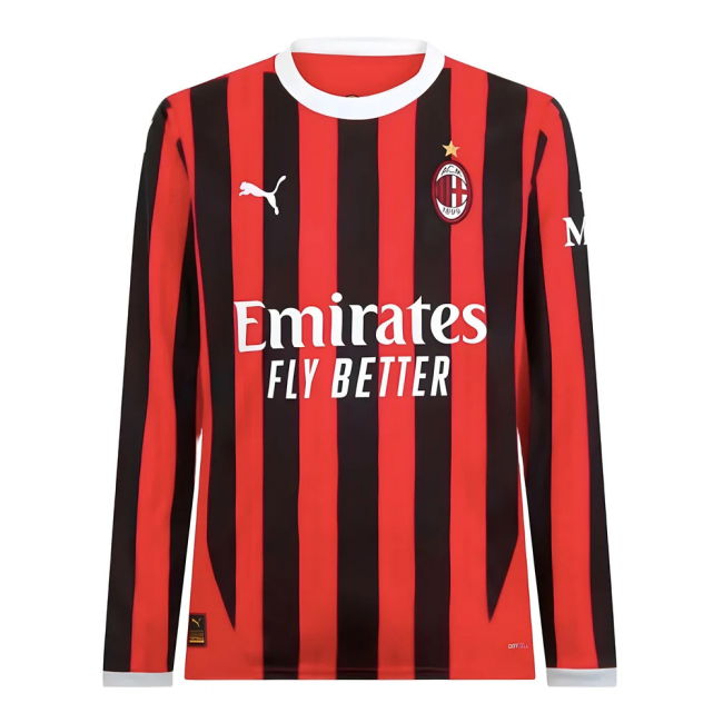 2024-2025 AC Milan Home Long Sleeve Shirt (Kaka 22)