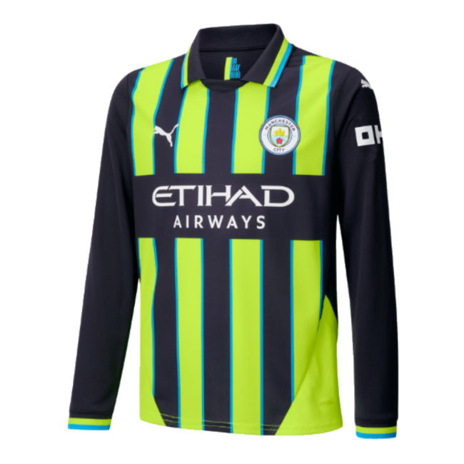 2024-2025 Man City Away Long Sleeve Shirt (Kids) (De Bruyne 17)