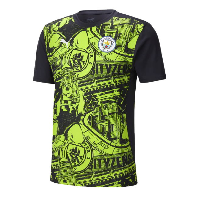 2024-2025 Man City Pre-Match Shirt (Yellow Glow) (Bobb 52)